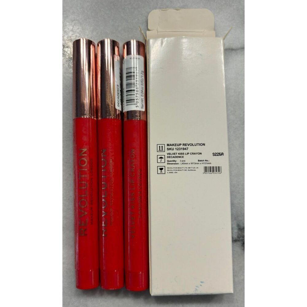 Revolution Velvet Kiss Lip Crayon Decadence Lot of 3